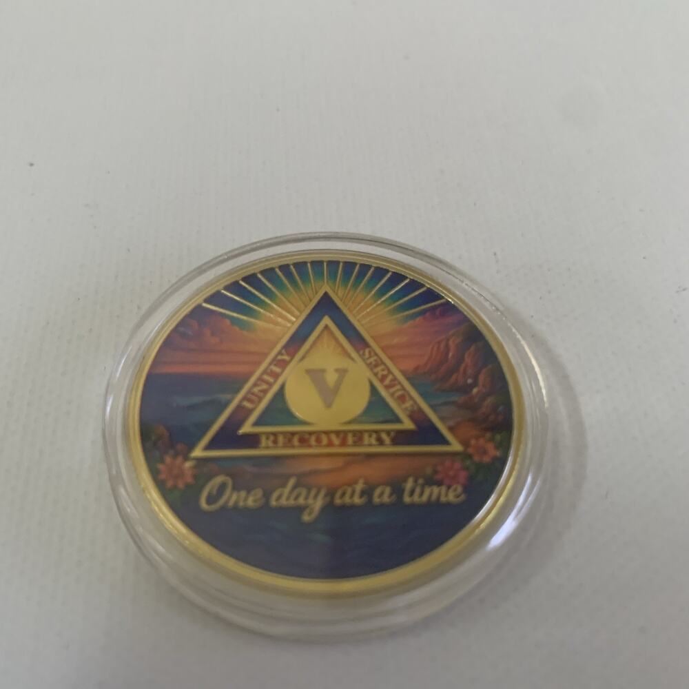 Sobriety Coin 5 Years- One Day at a Time Sober Chip Size 1.5'' Brand New